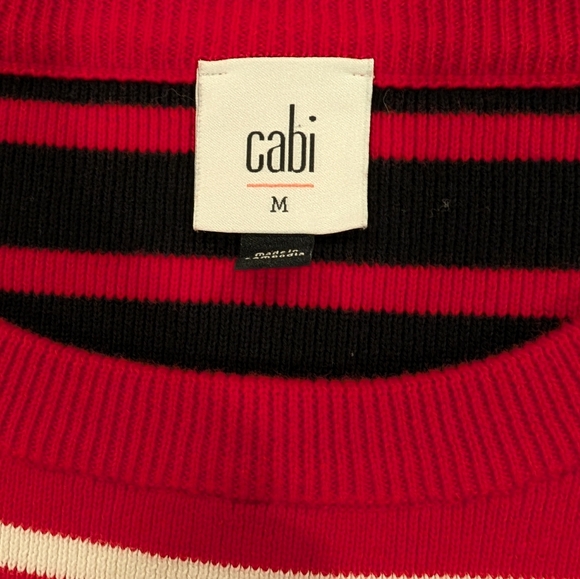 Cabi Style 5635 Red& White Stripes Front ,Red&Black, Cotton, Sweater Size Medium - Picture 6 of 7